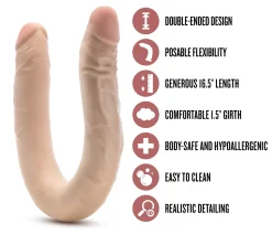 Dr. Skin – Plus Double Dildo Flexible 35,5 cm – Beige