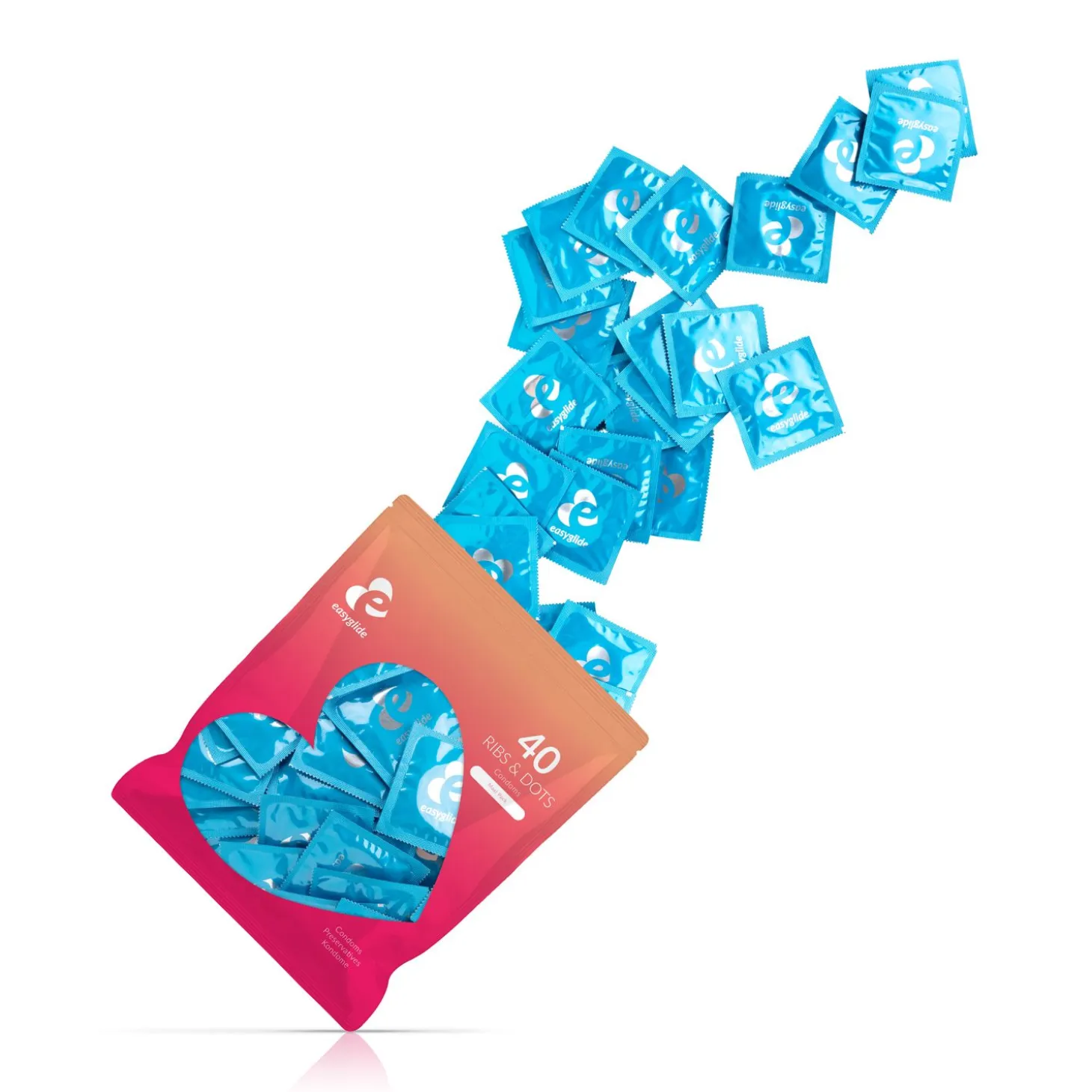 EasyGlide - Préservatifs nervurés et stimulants "Ribs and Dots" - 40 pièces
