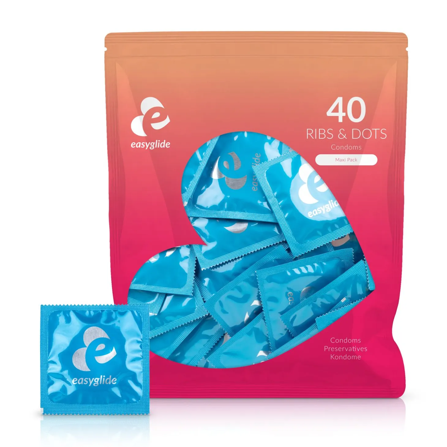 EasyGlide - Préservatifs nervurés et stimulants "Ribs and Dots" - 40 pièces