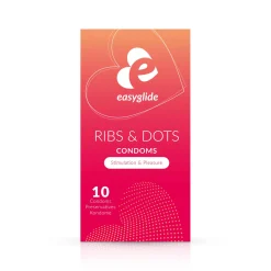 EasyGlide - Préservatifs nervurés et stimulants "Ribs and Dots" - 10 pièces