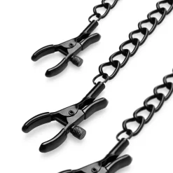 EasyToys - Chaîne corps avec pinces tétons & clitoris - Noir