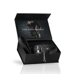 Easytoys Fetish - Collier en cuir avec chaîne de mamelons