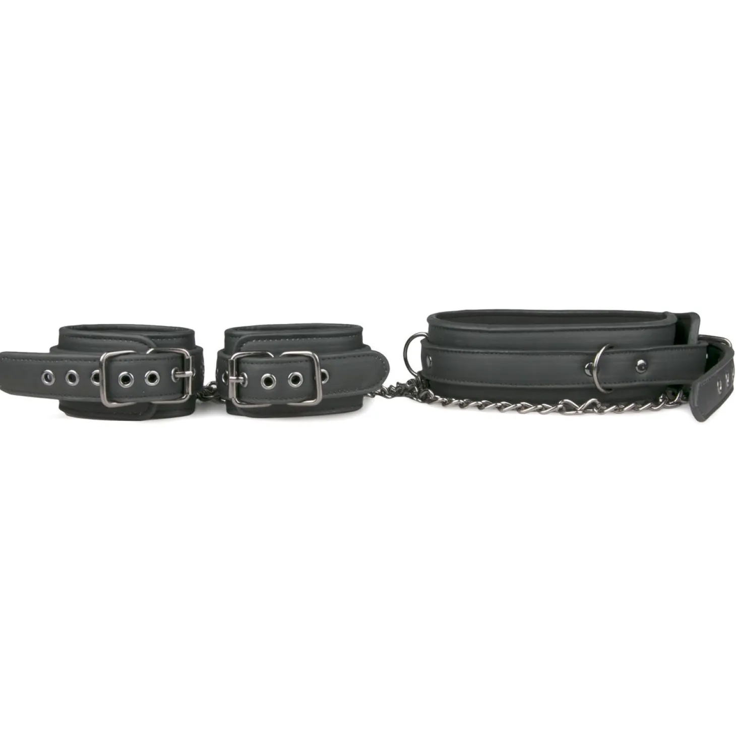 Easytoys Fetish - - Collier en cuir avec menottes - Noir