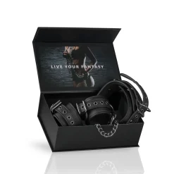 Easytoys Fetish - - Collier en cuir avec menottes - Noir