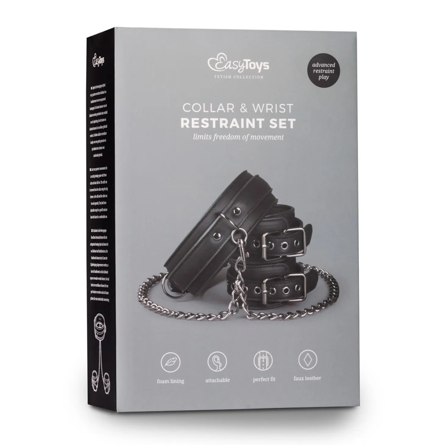 Easytoys Fetish - - Collier en cuir avec menottes - Noir
