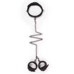 Easytoys Fetish - - Collier en cuir avec menottes - Noir