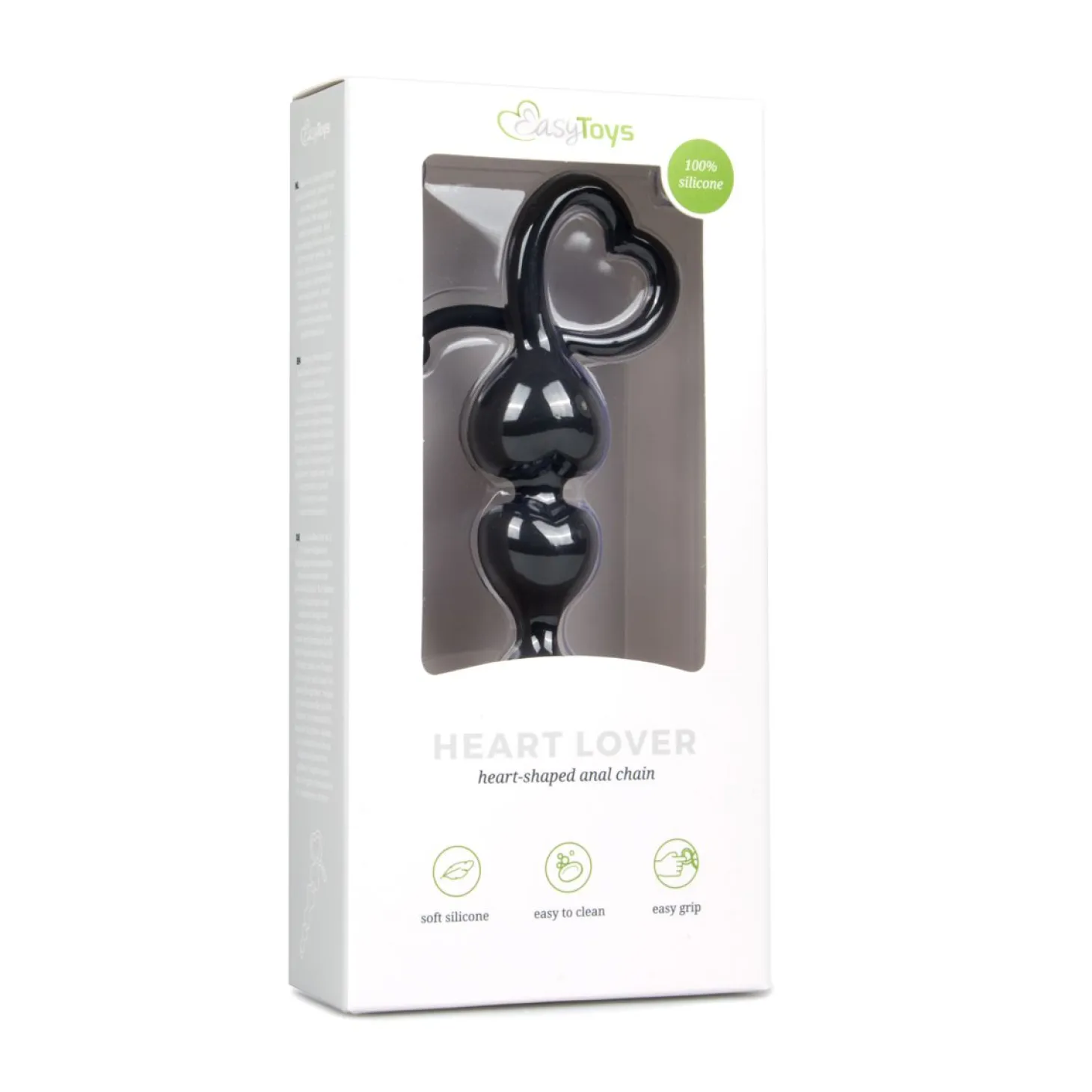 EasyToys - Perles anales avec poignée en forme de cœur - 18,5 cm