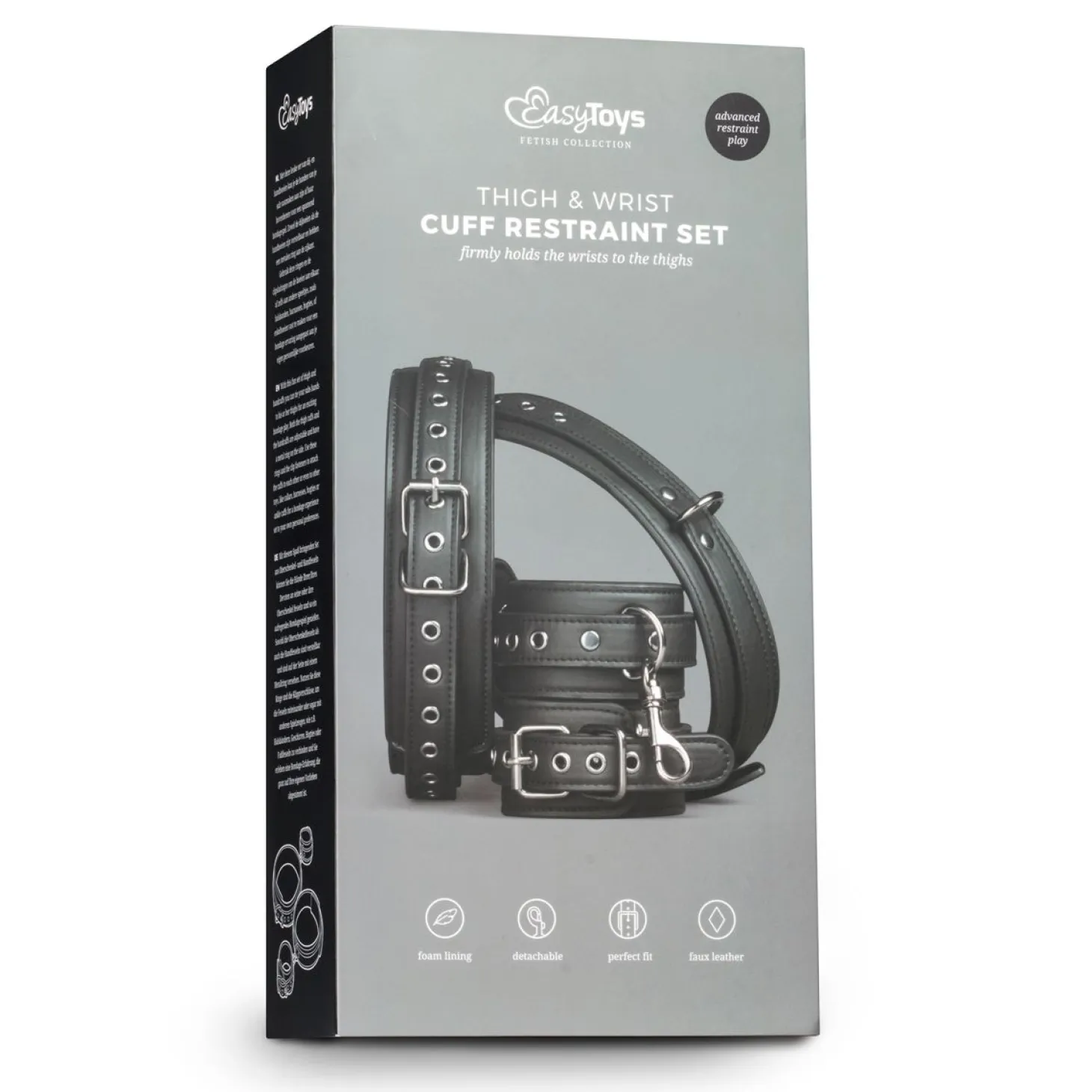 EasyToys - Set de menottes poignets et cuisses - Noir