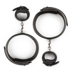 EasyToys - Set de menottes poignets et cuisses - Noir