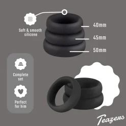 Ensemble d'anneaux péniens en silicone Teazers