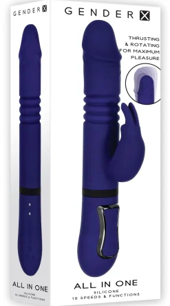 Evolved - Vibromasseur Lapin Tout en Un - Bleu Royal