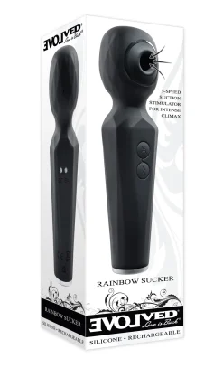 Evolved - Vibromasseur Rainbow Sucker Wand - Noir