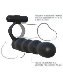 Fantasy C-ringz Cockring & gode Posable Partner Double Penetrator Noir