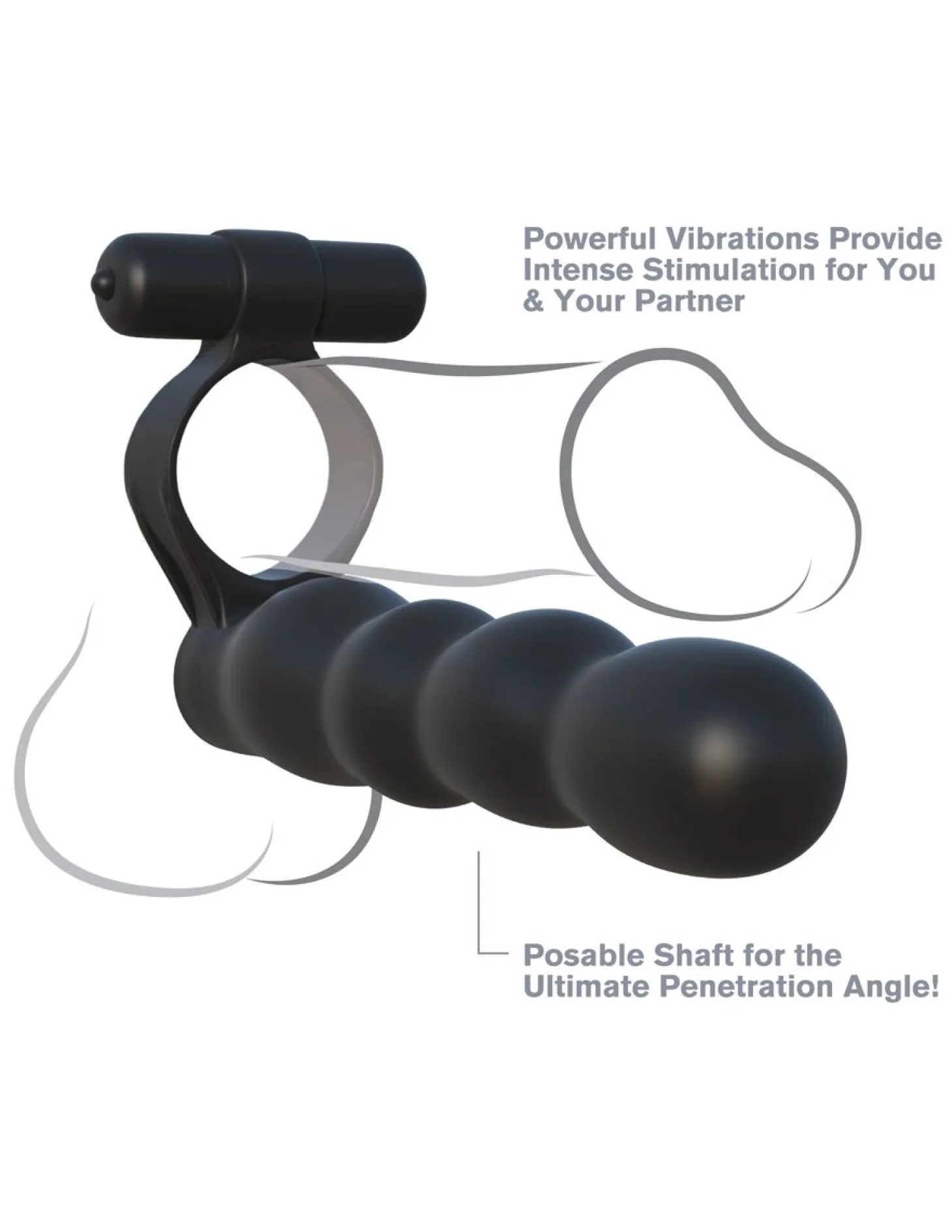 Fantasy C-ringz Cockring & gode Posable Partner Double Penetrator Noir
