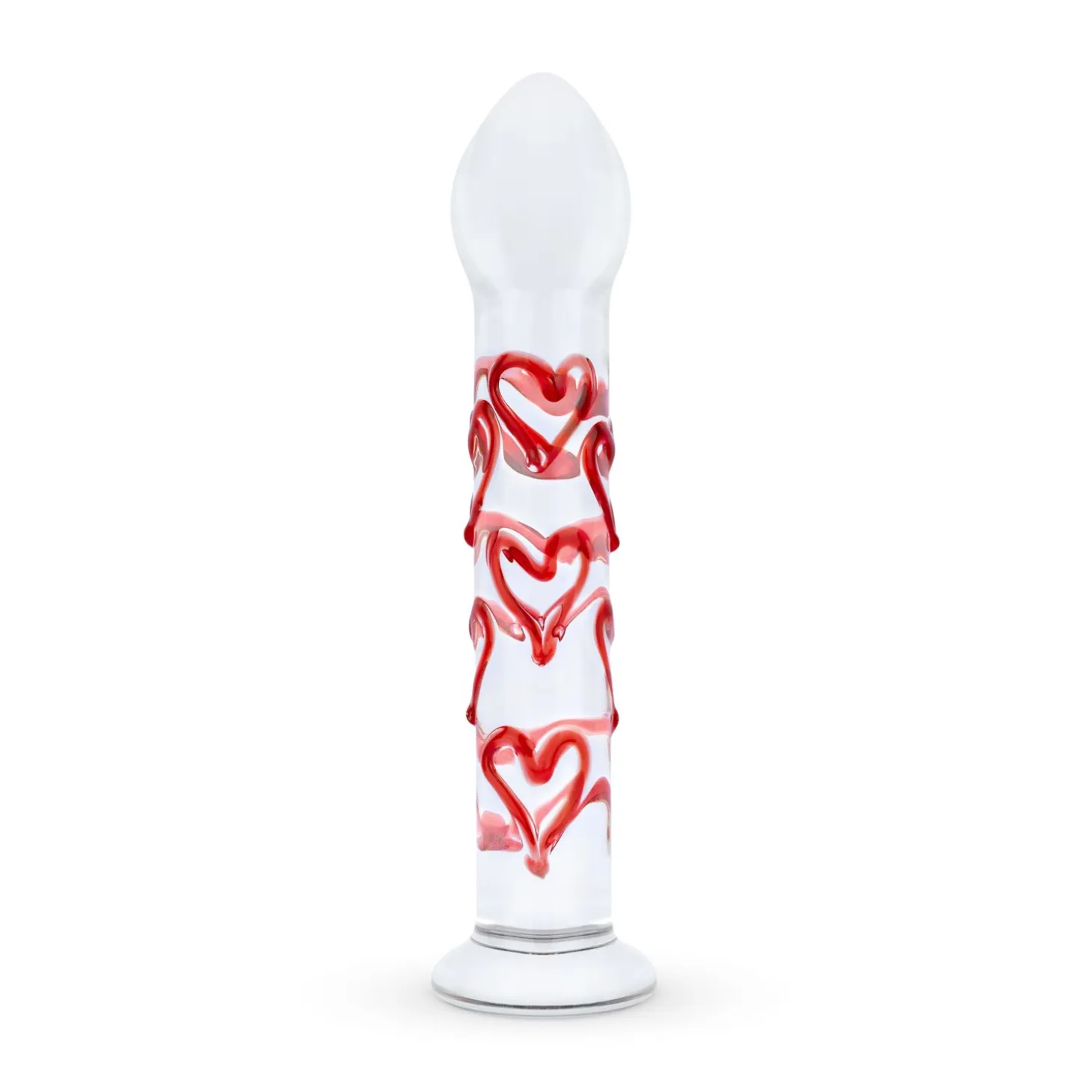 Gildo - Dildo en Verre pour Point G/Prostate avec Cœurs No. 30 - 17 cm