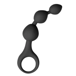 Gode anal en silicone noire à perles - 15,5 cm