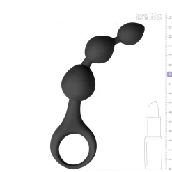 Gode anal en silicone noire à perles - 15,5 cm