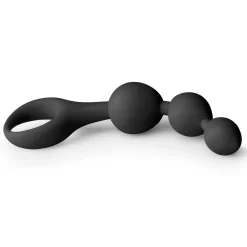 Gode anal en silicone noire à perles - 15,5 cm