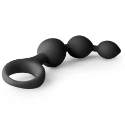 Gode anal en silicone noire à perles - 15,5 cm