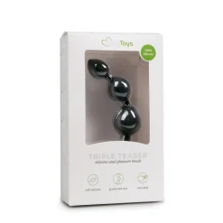Gode anal en silicone noire à perles - 15,5 cm