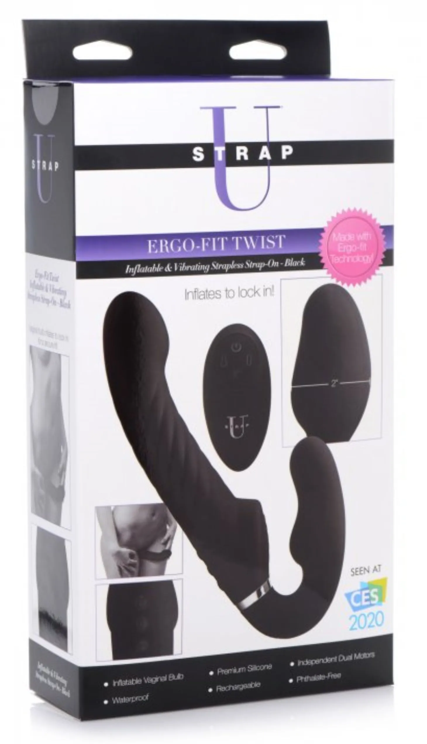 Gode-ceinture vibrant sans harnais Swirl - Noir