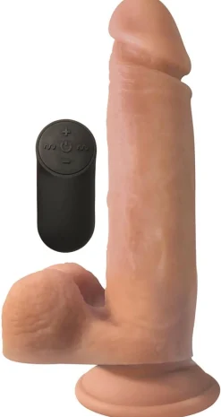 Gode vibrant réaliste avec ventouse - Teint de peau