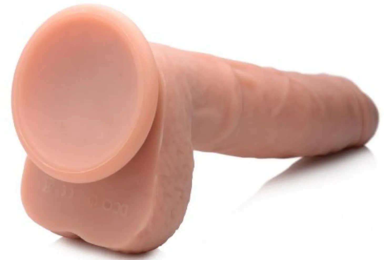 Gode XL vibrant et poussant avec ventouse et boules - Beige