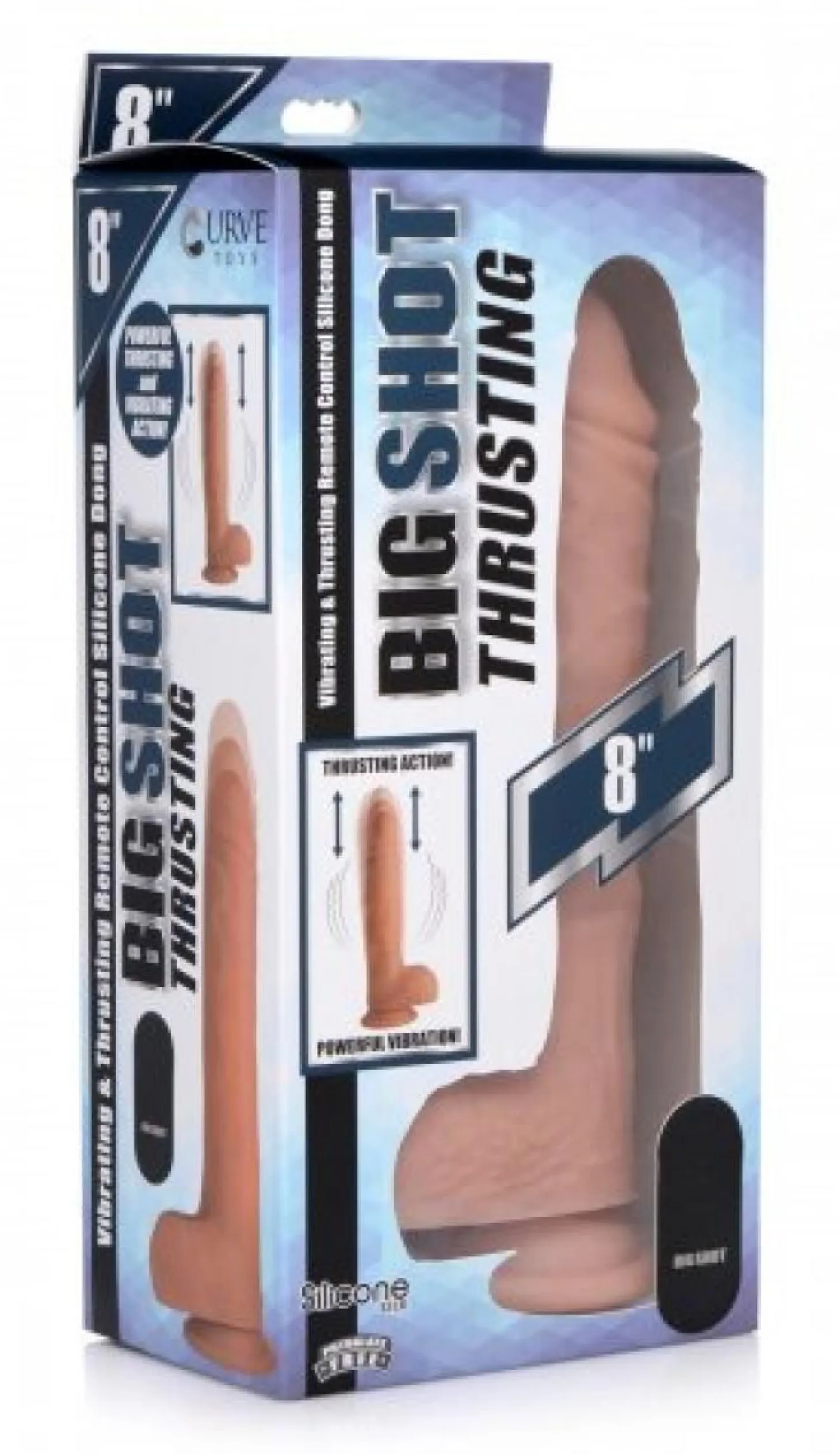 Gode XL vibrant et poussant avec ventouse et boules - Beige
