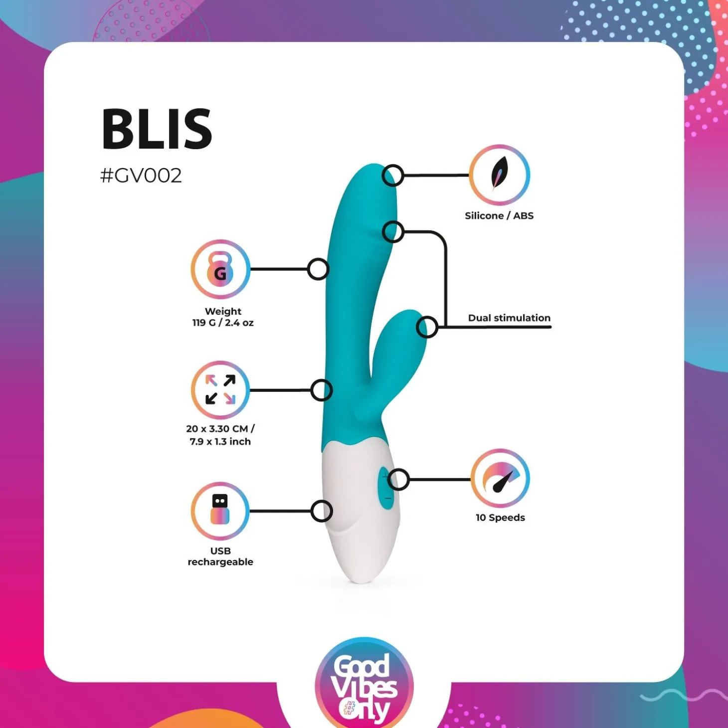 Good Vibes Only - Vibro rabbit "Blis" - Turquoise