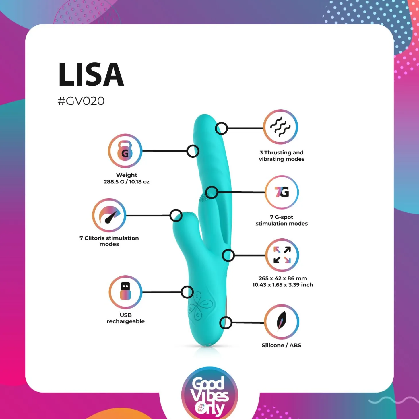 Good Vibes Only - Vibro rabbit va-et-vient "Lisa" - Turquoise