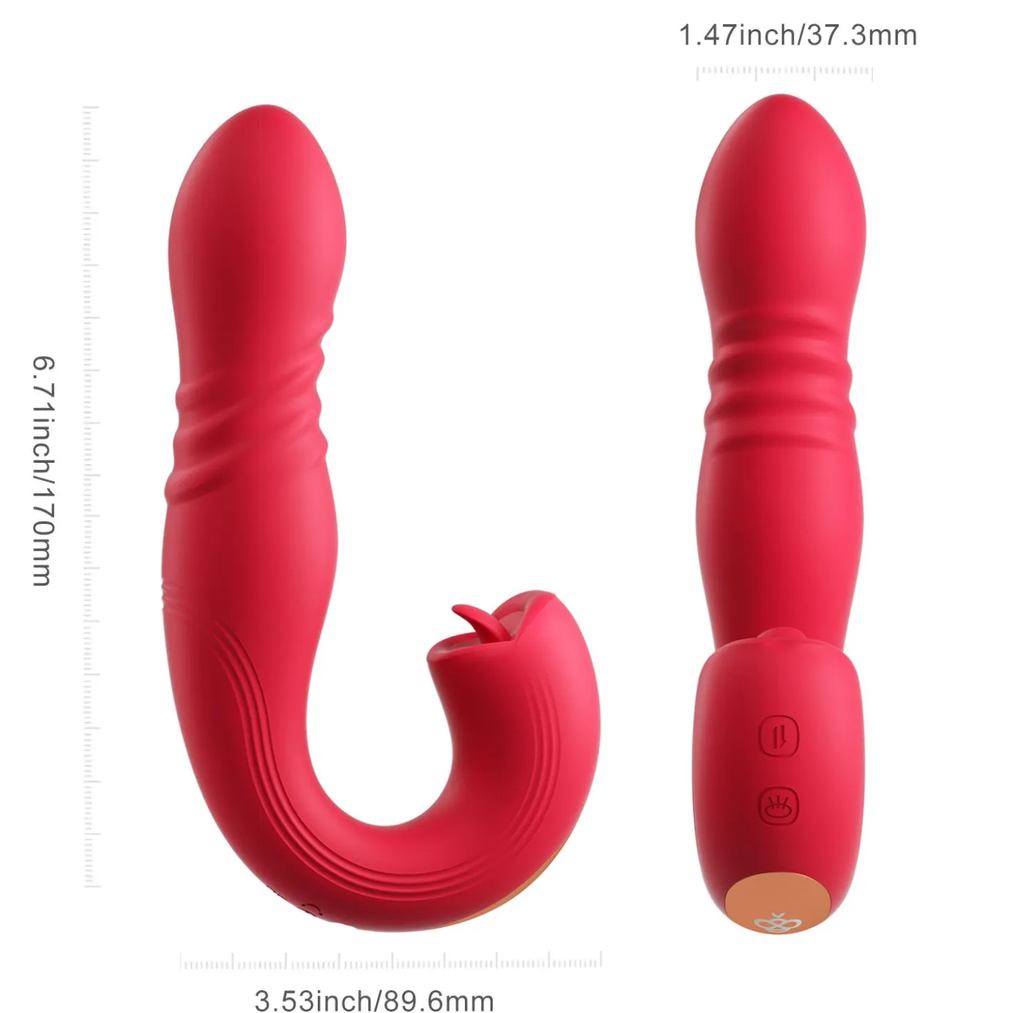 HoneyPlayBox - JOI Thrust 2 Capteur de Pression Contrôlé par App Vibrateur de Point G Poussant et Lécheur de Clitoris avec Langue Rouge
