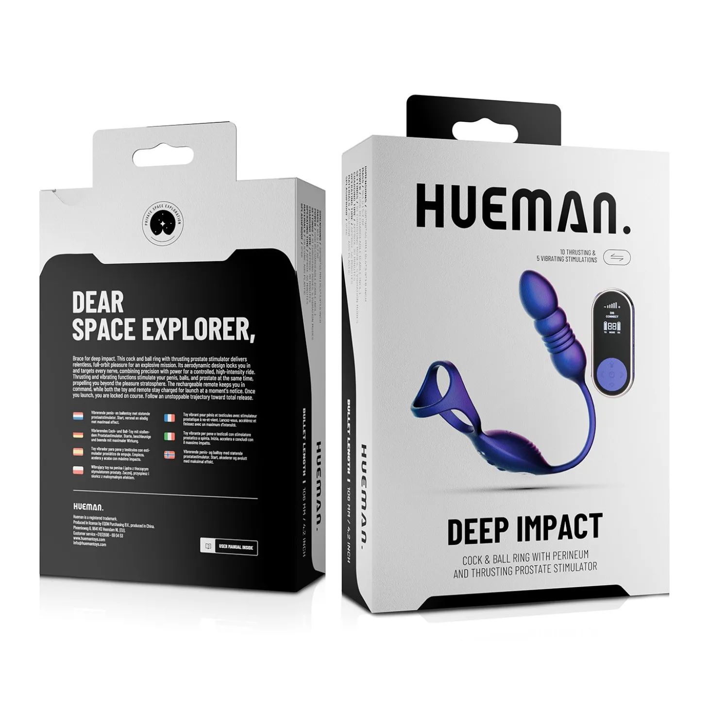 Hueman - Deep Impact Anneau Cock & Ball - Stimulateur Prostatique Actif