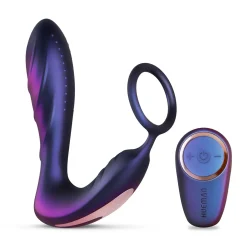 Hueman - Plug anal vibrant avec cockring et télécommande - Violet