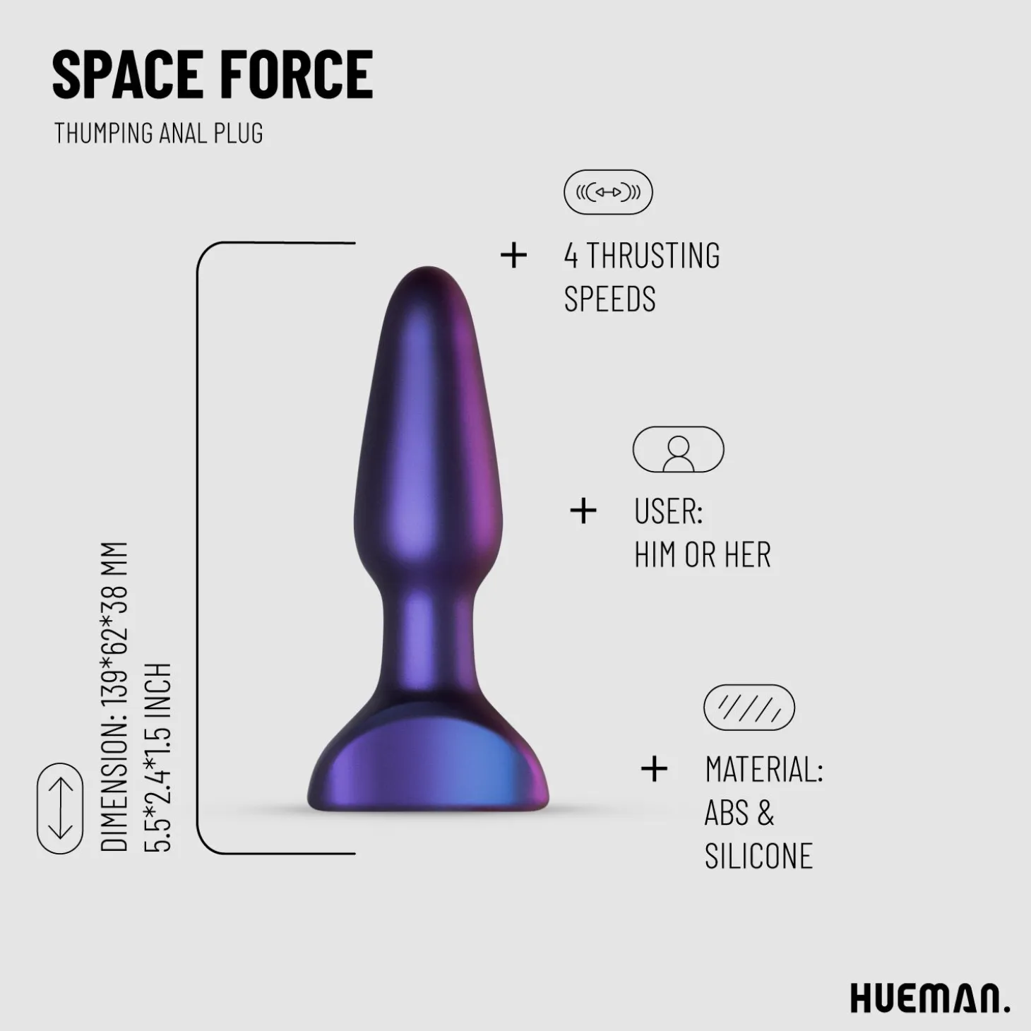 Hueman - Space Force Plug Anal Vibrant et à Poussée