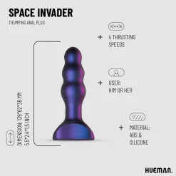 Hueman - Space Invader Plug Anal Vibrant et à Poussée
