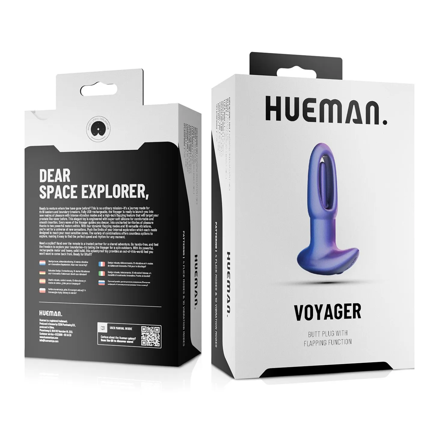 Hueman - Voyager Plug Anal avec Fonction Tapotement - Violet