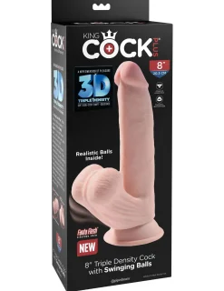 King Cock Plus Godemiché réaliste avec scrotum mobile - 24 cm