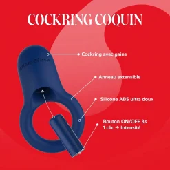 Le Cockring Coquin par Adam & Eve - Anneau pénien vibrant - Bleu