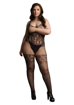 Le Desir - Bodystocking en Dentelle et Résille - Noir