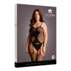 Le Desir - Bodystocking Résille Large avec Jarretelles - Taille Queen - Noi