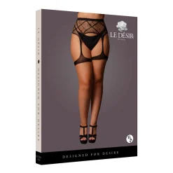 Le Désir - Porte-Jarretelles Résille Rayée Taille Queen - Negro