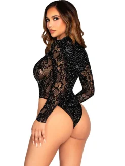 Leg Avenue – Body en Dentelle avec Décolleté Plongeant – Noir