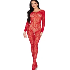 Leg Avenue - Bodystocking Dentelle - Rouge