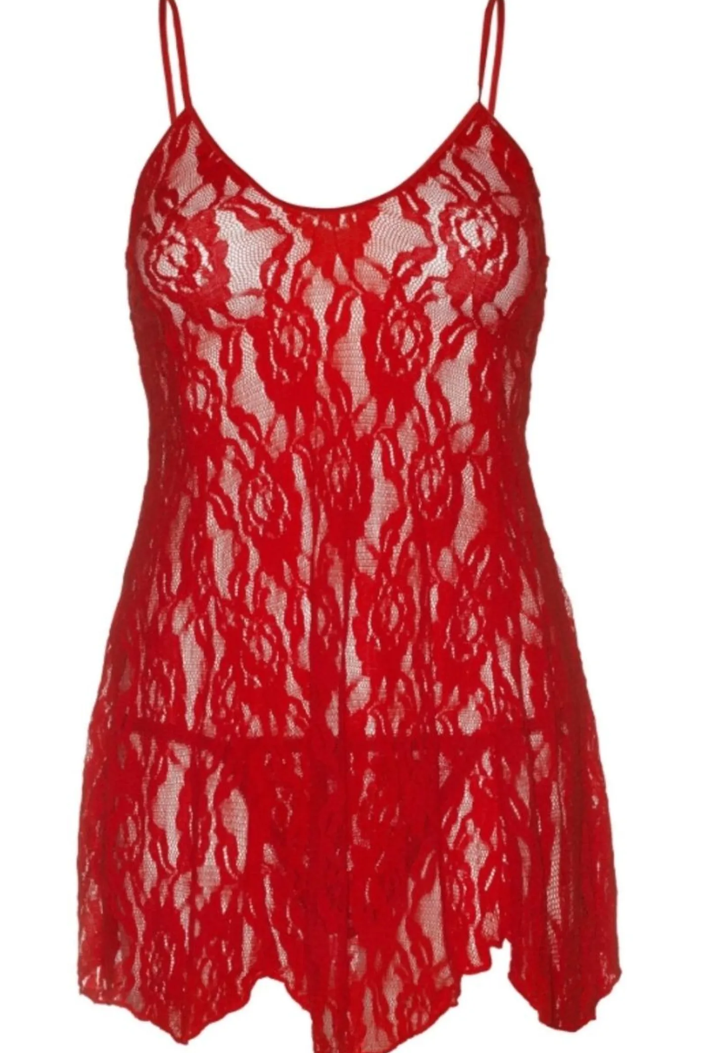 Leg Avenue - Chemise en Dentelle Rose avec Volants - Rouge