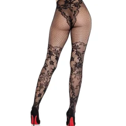 Leg Avenue - Collant Dahlia Dentelle Résille - Noir