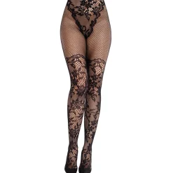 Leg Avenue - Collant Dahlia Dentelle Résille - Noir