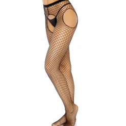 Leg Avenue Collant résille fendu Noir