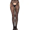 Leg Avenue - Collant Résille Floral - Noir
