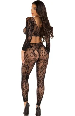 Leg Avenue - Crop Top & Leggings Sans Pied - Noir