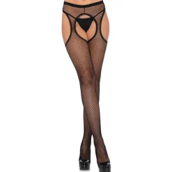 Leg Avenue - Dawn Collants Résille - Porte-Jarretelles à Détail Ondulé